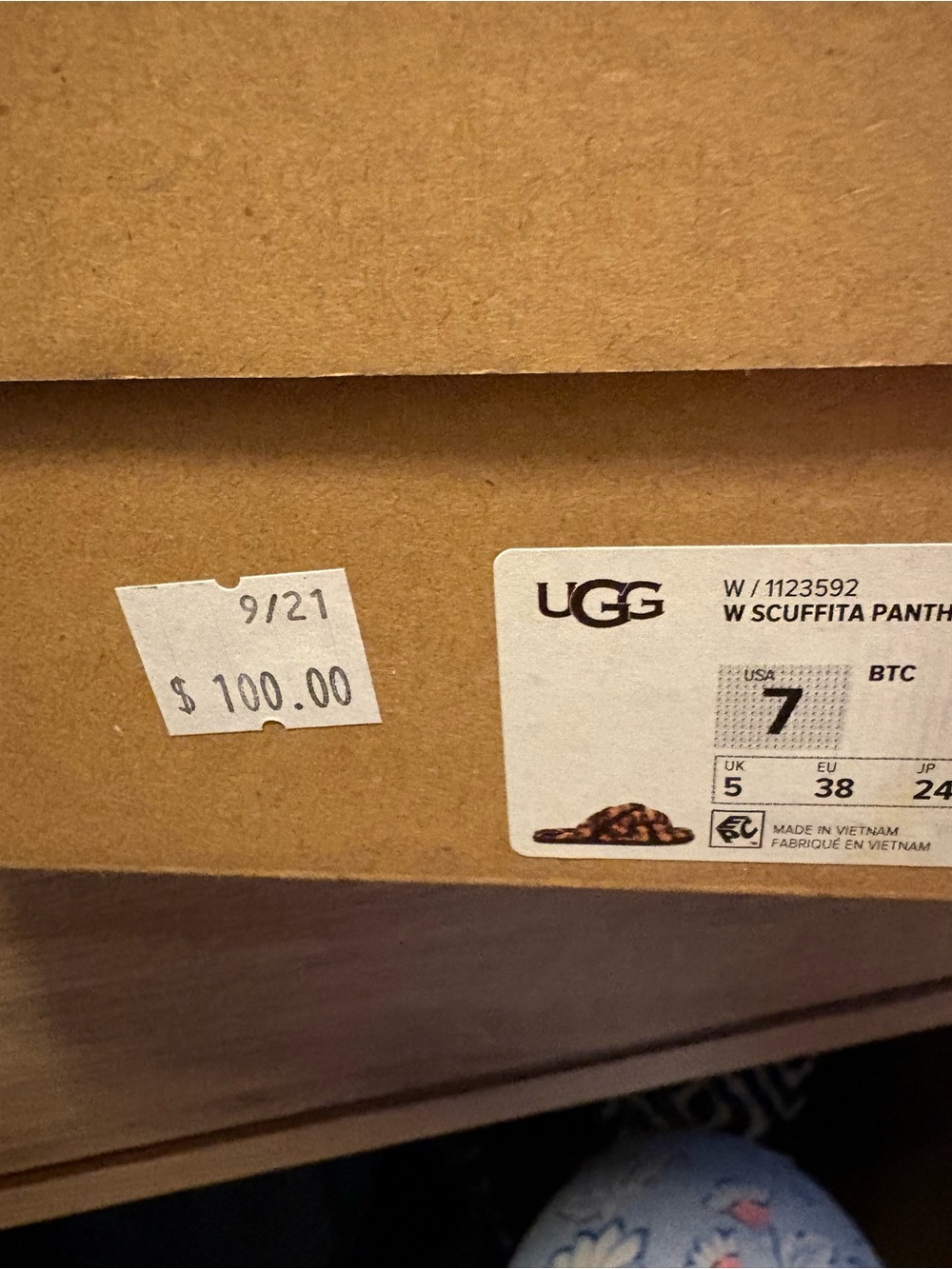 UGG Leopard Faux Fur Crisscross Slide Slippers - Brown & Black - Picture 3 of 4